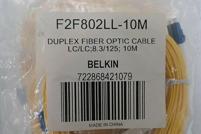 Used Lot of 8 Belkin F2F802LL-10M LC/LC 8.3/125 Duplex Fiber Optic Cables