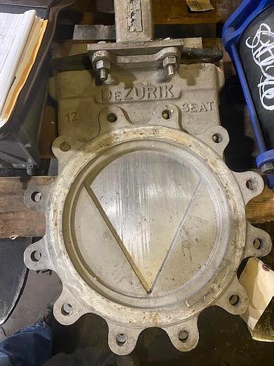 Used 12" DEZURIK PNEUMATIC KNIFE GATE VALVE  S/S