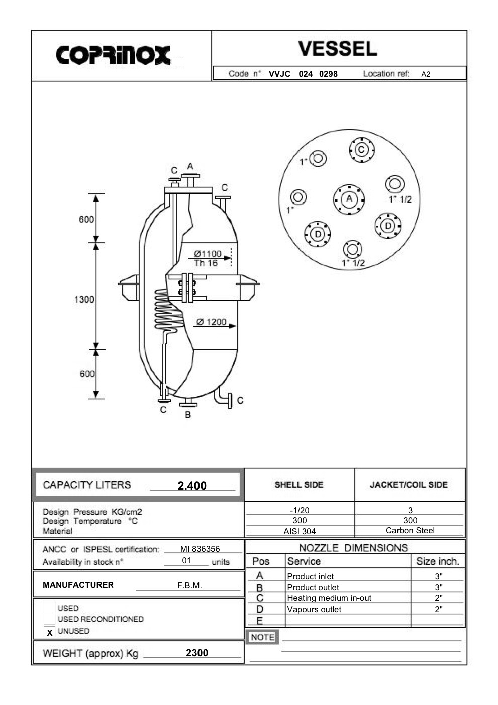 Käytetyt Serbatoio F.B.M. da 2400 Litri