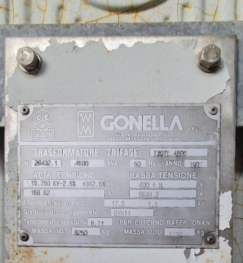 Usato Trasformatore elettrico ad Olio, GONELLA  T30TE - 4.600 Kva