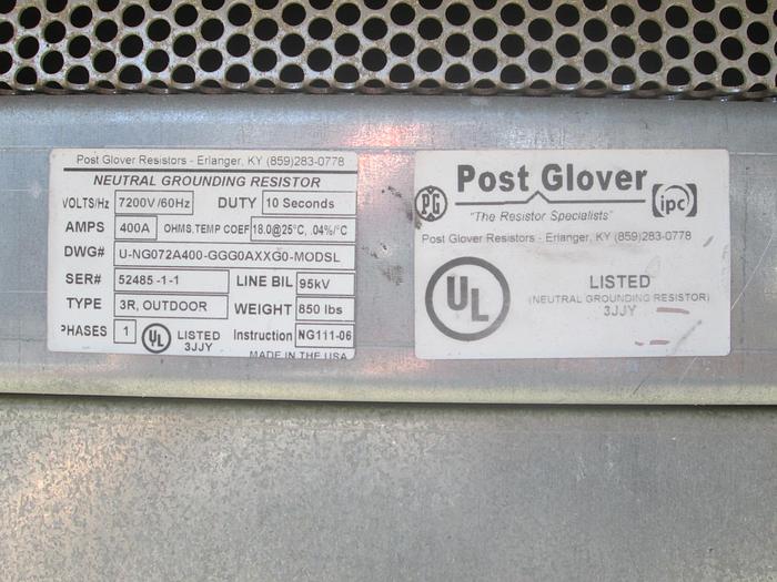 Used Post Glover 400AMP Neutral Grounding Resistor