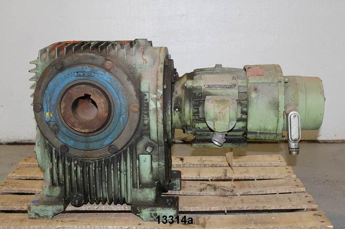 Used US Electric Motor With Gear Drive And Spring Set Disc Brake #13314
