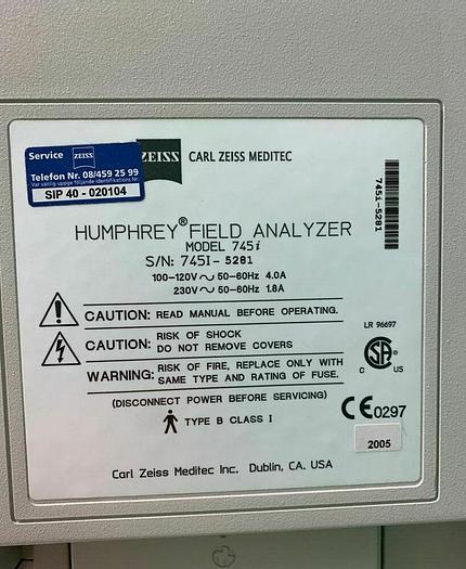 Used For Sale CARL ZEISS Humphrey 745i Field Analyzer / HFA II-i Visual Field Analyzer