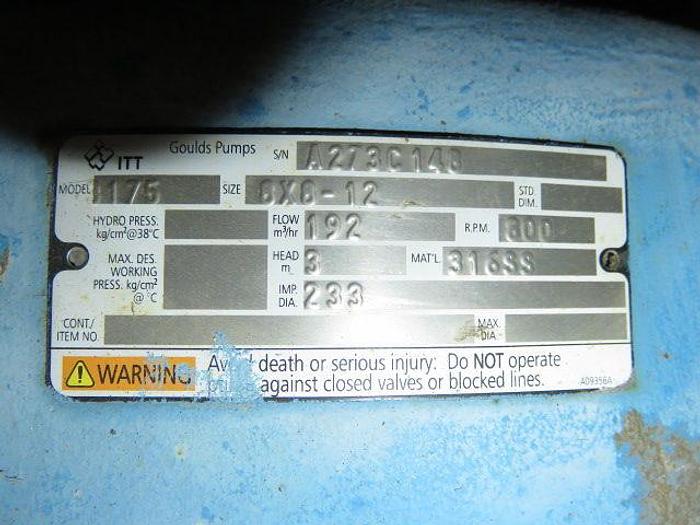 Unused Goulds Pump model 3175S i-Frame size 8×8-12 with base and motor, Unused #44666