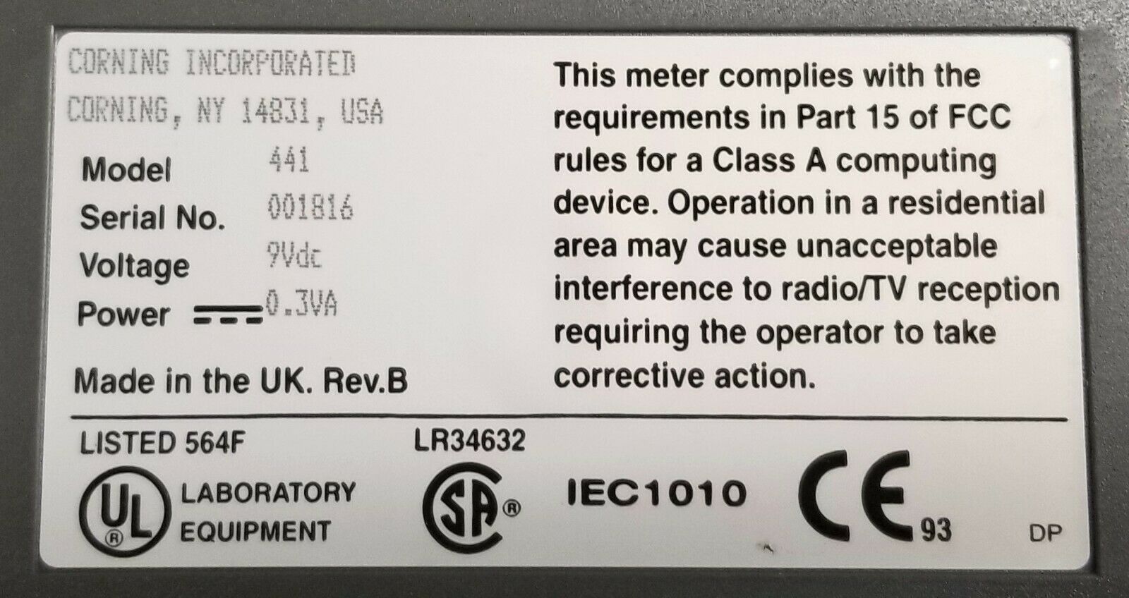 Used Corning 441 Conductivity Meter