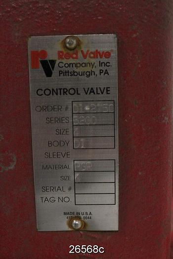 Unused Red Valve 5200 Control Pinch Valve, 4" Unused, Series 5200 Ductile Iron Body, 4" Pgr Sleeve, Pneumatic Cylinder Actuator #26568