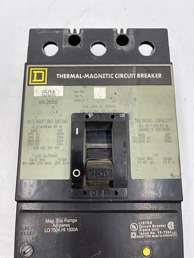 Used Square D KAL36150, 9421LP1 Ser B