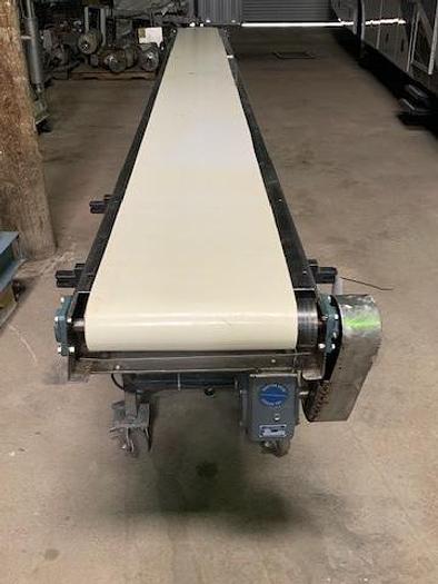 Used 20' Long x 16"Wide Portable Sanitary Flat Belt Conveyor