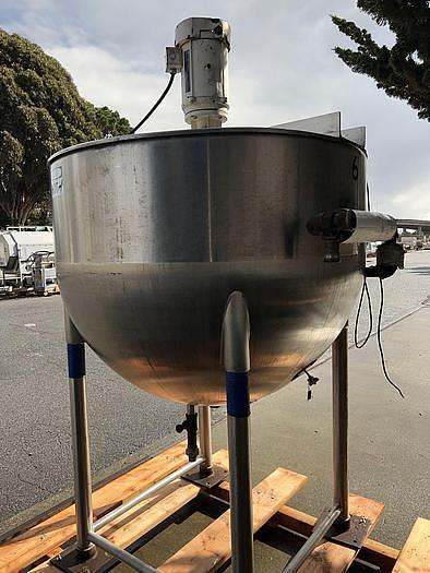 Used 400 GALLON LEE AGITATED KETTLE - S/S - 90 PSI JACKET