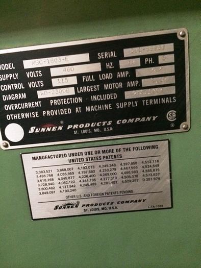Used 1988 SUNNEN SUNNEN HONING MACHINE MBC-1803