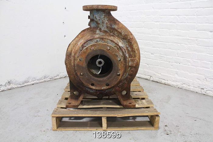 Used Goulds 3175 Pump, 4X6X14, 2-Vane Impeller, 12" Impeller Diameter, Ductile Iron Casing, Stainless Steel Suction Side Plate, Ductile Iron Stuffing Box, Stainless Steel Impeller, Packing #13859