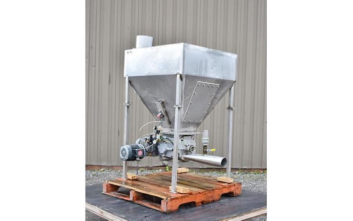 Used USED 100 GALLON TANK (HOPPER), STAINLESS STEEL, WITH ROTARY VALVE