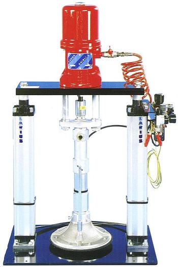 Pompa pneumatica con paranco estrusione MONOCOLONNA per fusti lt.30