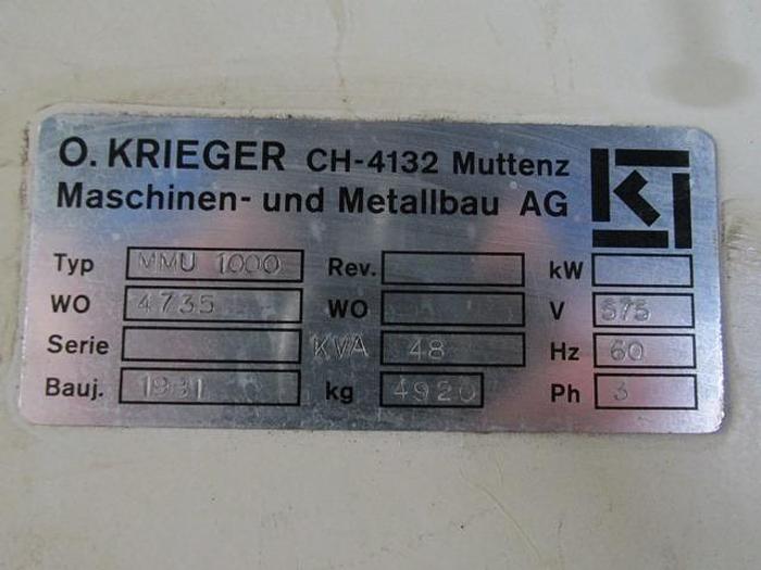 Used 1000 LITER (264 GALLONS) KRIEGER TRIPLE SHAFT VACUUM MIXER - S/S - -1/.5 BAR - JACKETED