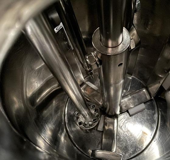 Used 3 GALLON MYERS TRIPLE SHAFT VACUUM MIXER - S/S - VACUUM - JACKETED - 2 MIX CANS