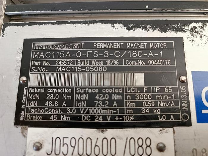 Gebraucht Synchronmotor, MAC115A-0-FS-3-C/180-A-1, Rexroth, gebraucht