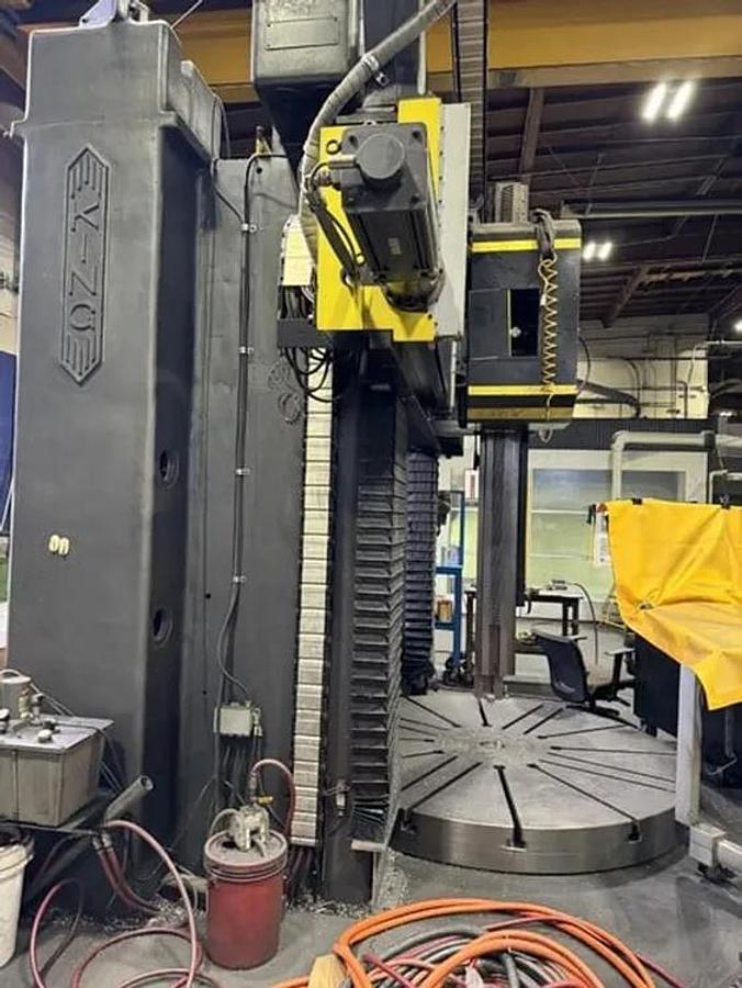 Used 2015 Retrofit CNC KING Vert. Boring Mill with Fagor 8065 TC Cntrl & Motor, 72" Under Rail, 90" 4-Jaw
