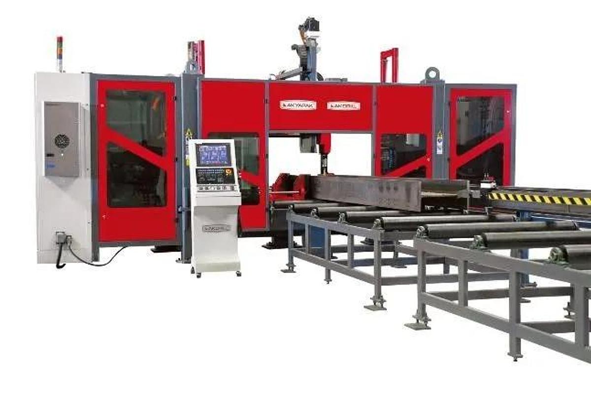 AKYAPAK Model 3ADM 1200 Beam & 3 Spindle CNC Drill Line