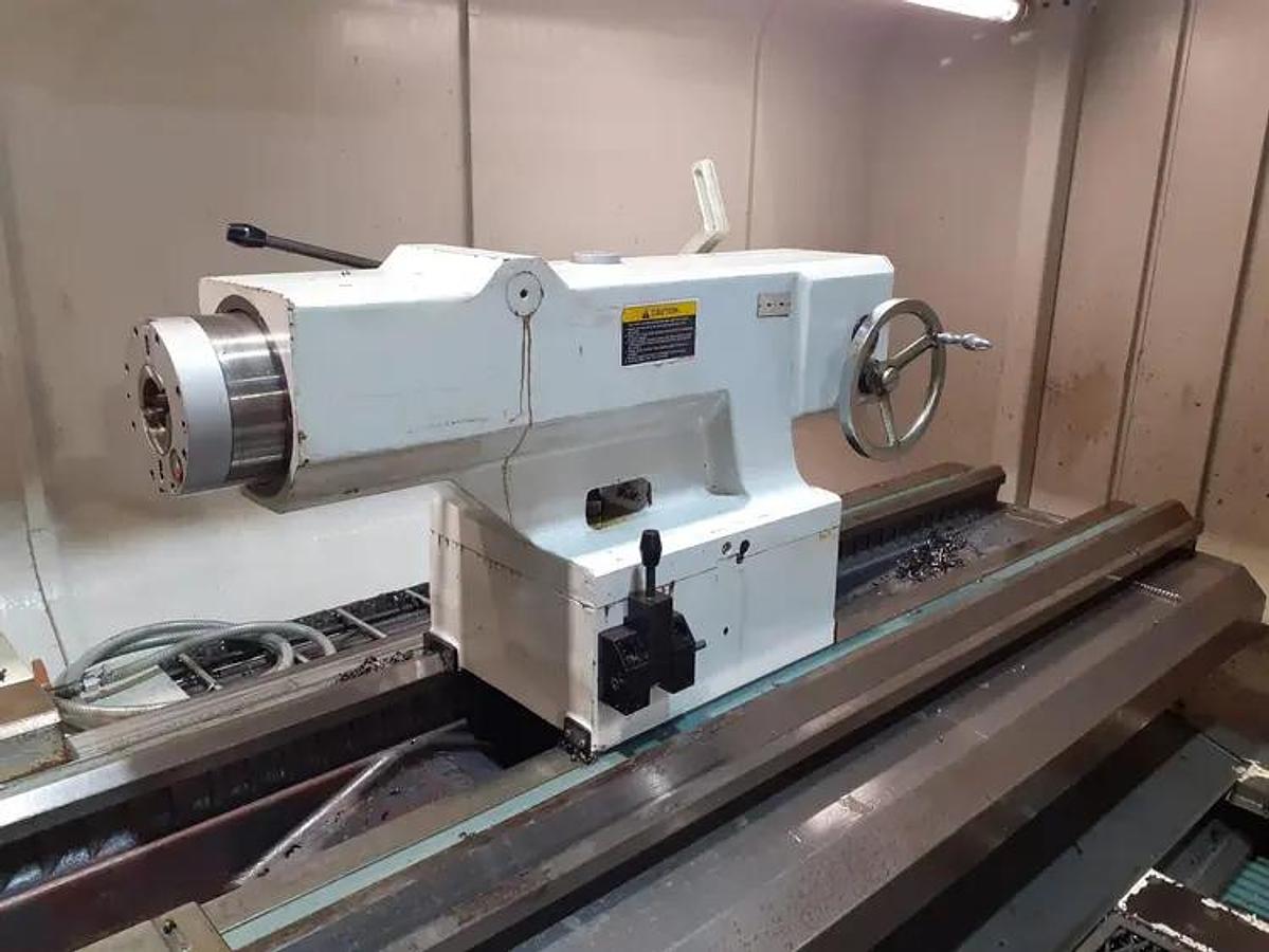 Used 2013 HANKOOK Protec 9NC X 3000 WITH 10" Bar Capacity, 120" Centers, (2)- 25" Manual Chucks, FANUC 32iTB Run Time Hours 9,738