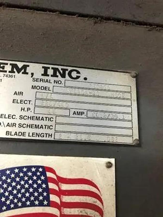 Used HEM saw Model WF 190A-DC Capacity 25" x 44" Automatic, Dual Column, , 24" Roller Discharge, Optional Top Clamp, Bi-Directional Outboard Powered Vise on Feed Table