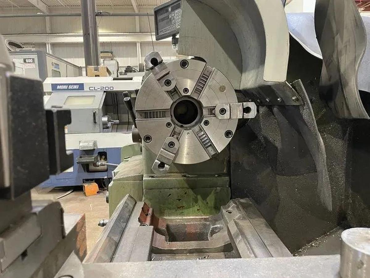 Used 2013 HWACHEON HL 580 GAP ENGINE LATHE, 23" X 60", Newall 2 axis DRO