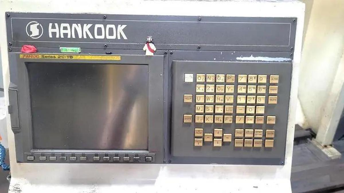 Used 2006 HANKOOK Protec 9NC X 4000 WITH 10" Bar Capacity, 160" Centers, (2)- 25" Manual Chucks, FANUC 21iTB Run Time Hours 6,069