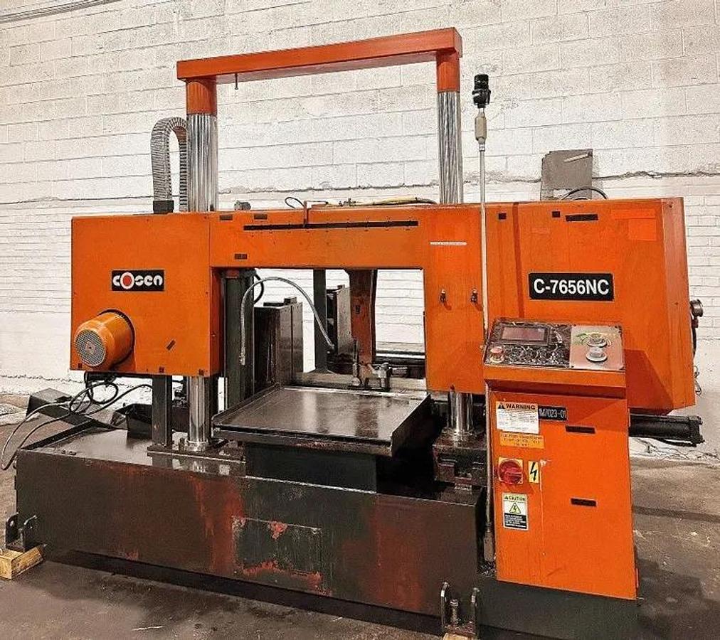 2007 COSEN MDL C-7656 NC Bandsaw, Twin Post Fully Automatic, 22" x 30" Capacity, 22" Rounds,