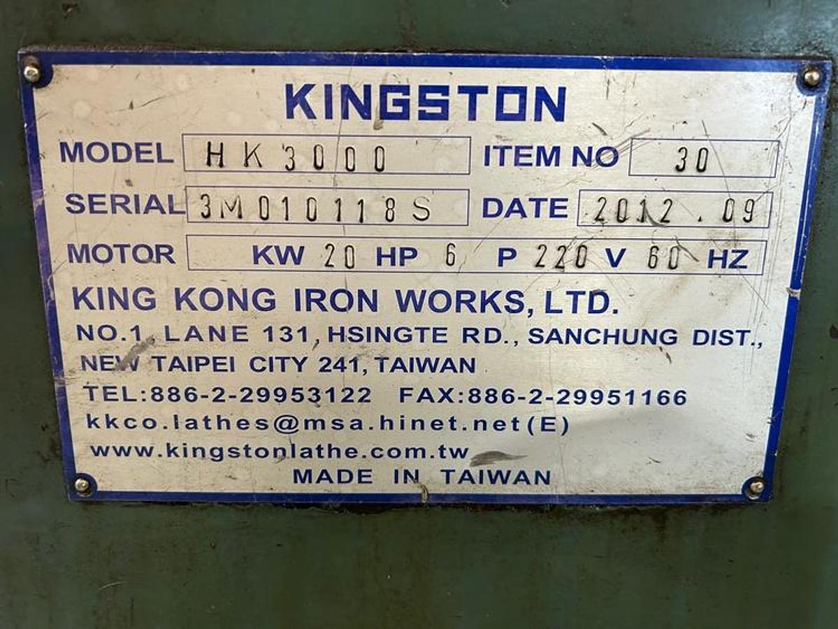 Used 2012 Kingston HK3000 Holow Spindle Lathe