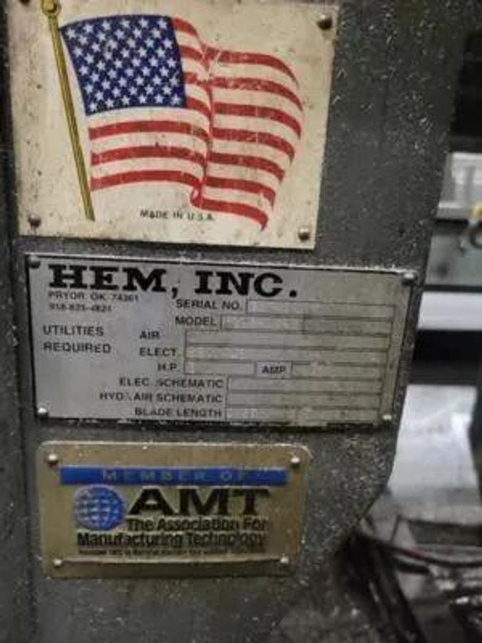 HEM V100HLA-3 Vertical Bandsaw, 18 x 22" Capacity, Automatic, Programmable