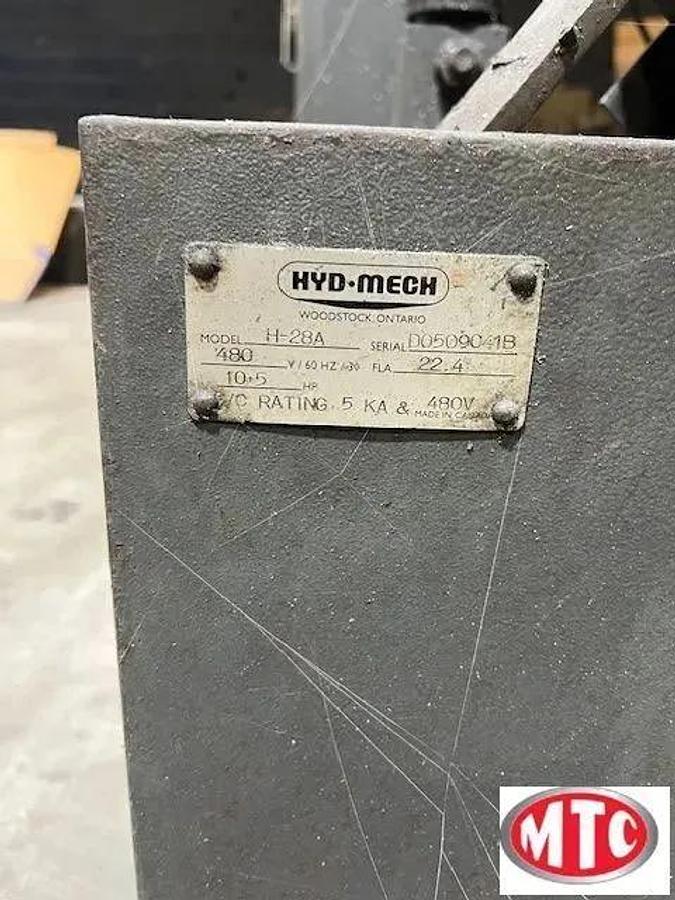 HYD-MECH H-28A Automatic horizontal band saw, 28" x 28" Capacity, 2' Wide Saw Blade