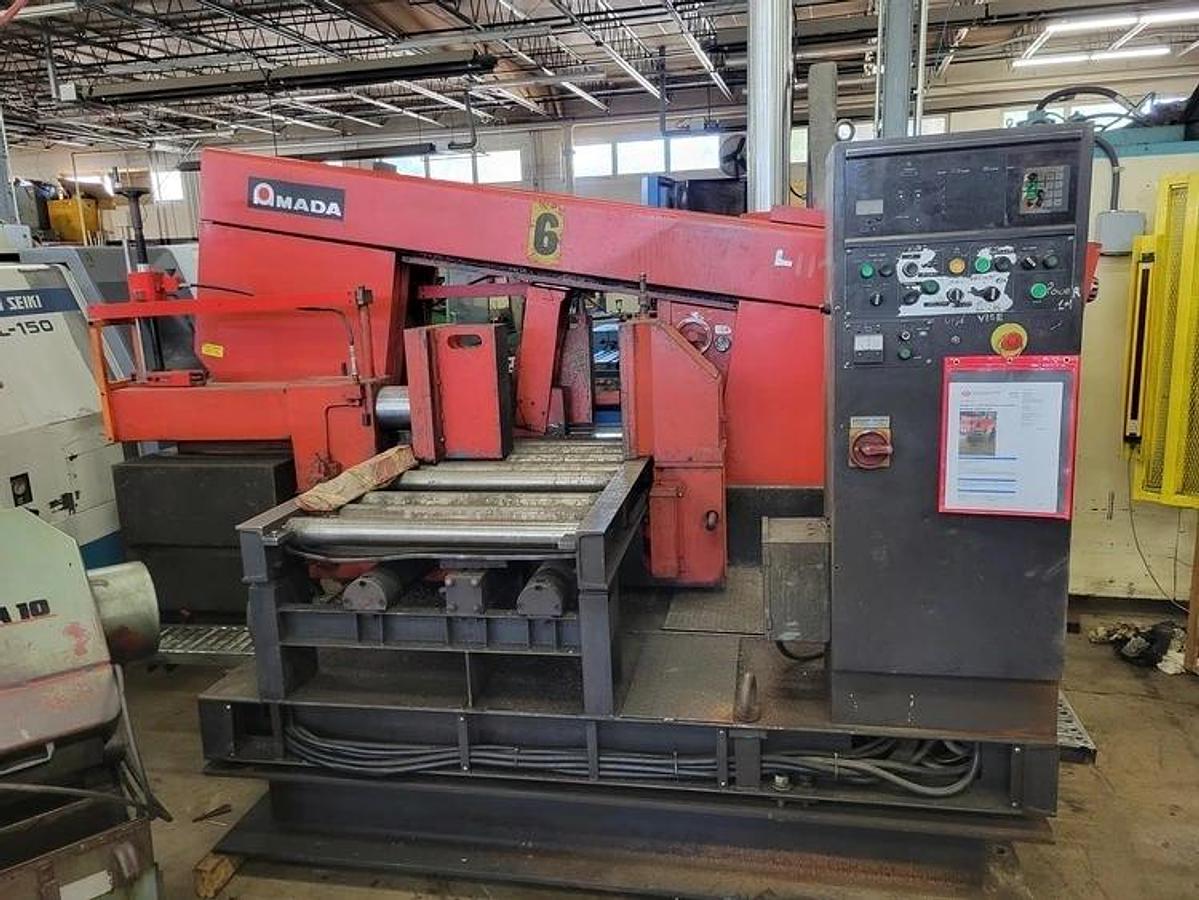Used AMADA Model HKA-800 Horizontal Bandsaw 20" x 31.5" Fully Automatic, Reconditioned, 80" infeed stoke