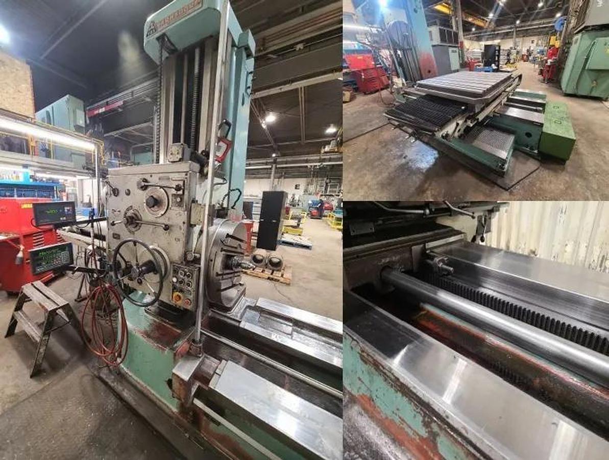 Used TOS VARNSDORF Model W100A Horiz. Boring Mill, 4" Spindle, Travels 63 in X-axis, 44 in Y-axis, 49 in Z-axis, 35 in W-axis
