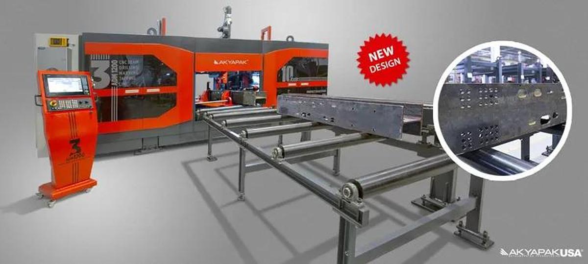 AKYAPAK Model 3ADM 1200 Beam & 3 Spindle CNC Drill Line