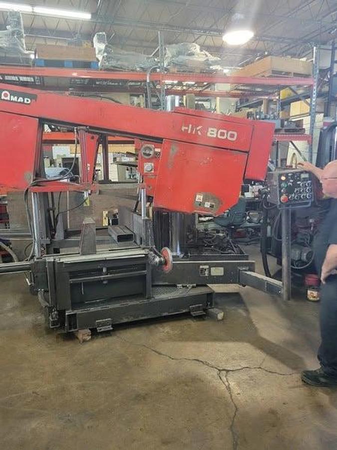 Used AMADA Semi-Automatic Mitering Column Type Horizontal Bandsaw Model HK-800, Used Rebuilt 32"x 23"