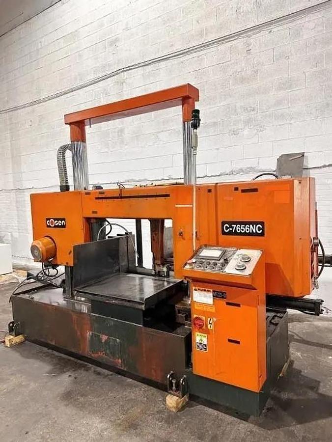 2007 COSEN MDL C-7656 NC Bandsaw, Twin Post Fully Automatic, 22" x 30" Capacity, 22" Rounds,