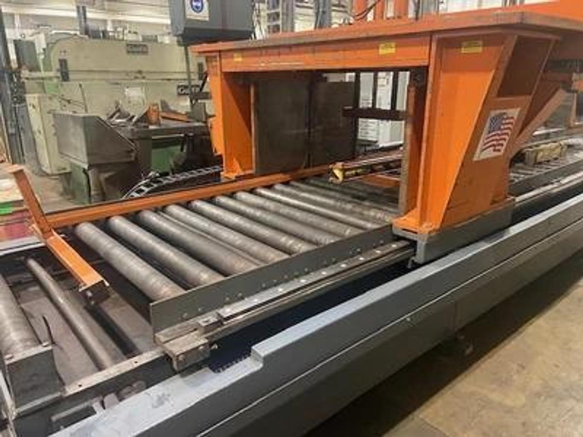 Used HEM saw Model WF 190A-DC Capacity 25" x 44" Automatic, Dual Column, , 24" Roller Discharge, Optional Top Clamp, Bi-Directional Outboard Powered Vise on Feed Table