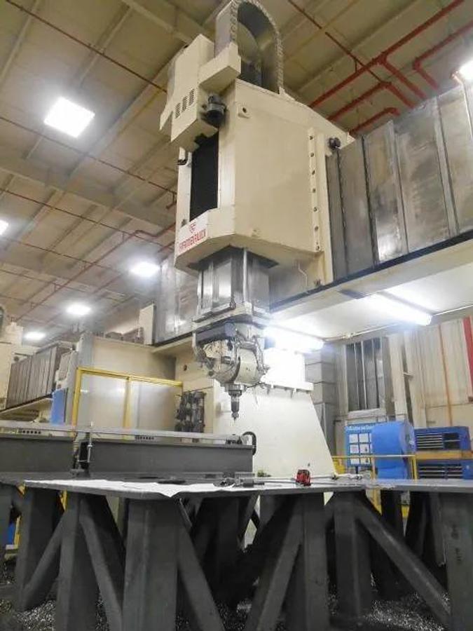 Used RAMBAUDI 5 AXIS Heavy Double Column CNC Gantry Bridge Mill with Articulating Head