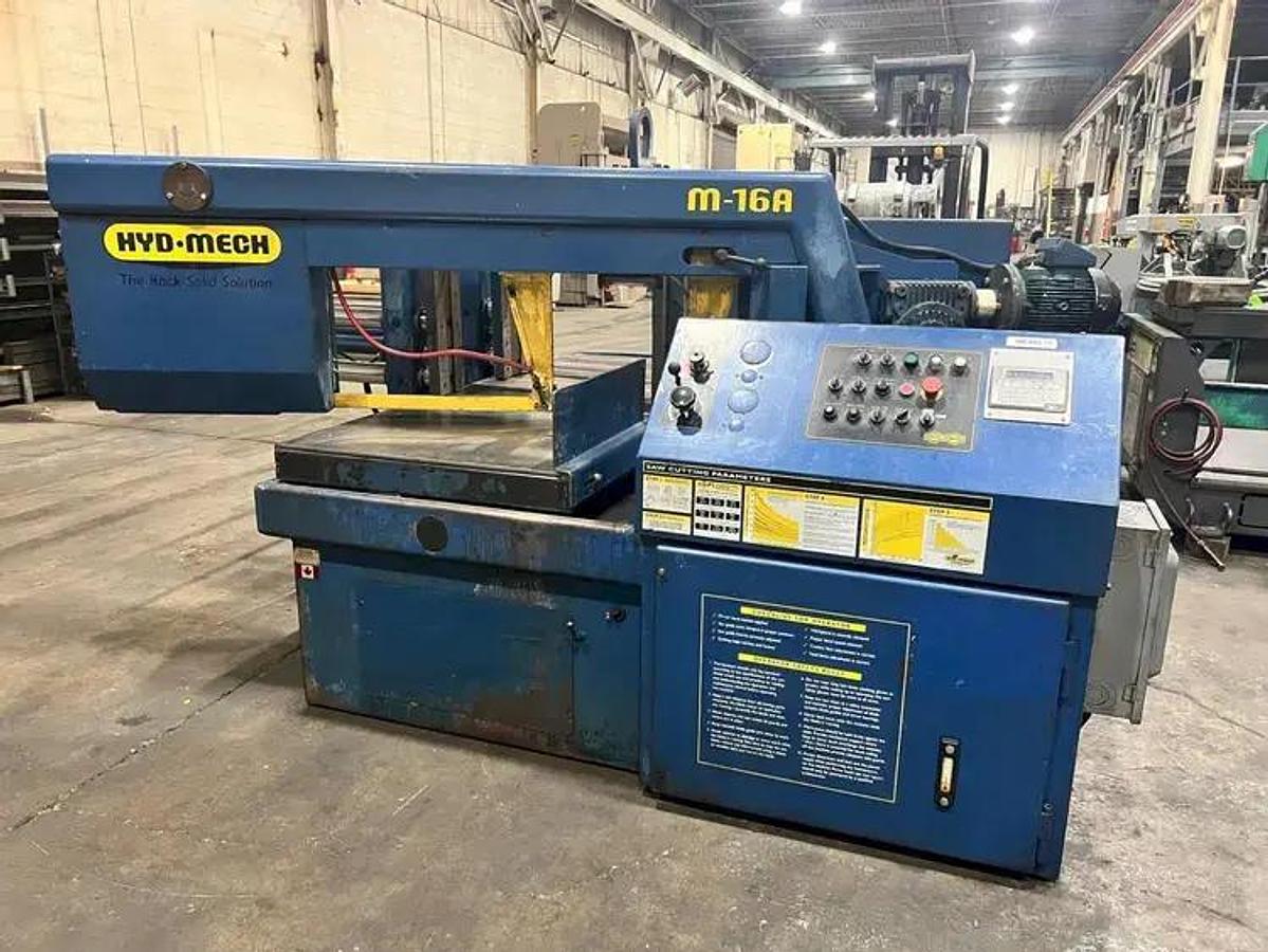 USED HYD-MECH 16" X 25" AUTOMATIC HORIZONTAL MITERING BANDSAW MODEL M-16A, Year: 2000
