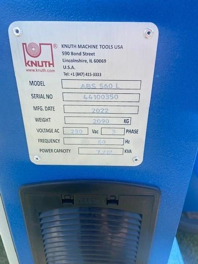 KNUTH 5.4HP ABS 560 L Fully Automatic Band Saw, 22" Capacity
