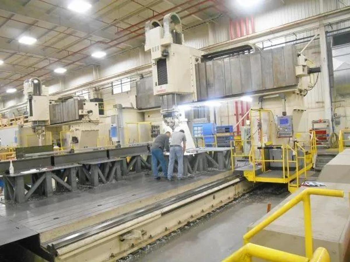 Used RAMBAUDI 5 AXIS Heavy Double Column CNC Gantry Bridge Mill with Articulating Head