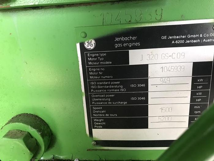 Used Jenbacher JMS 320 GS gas engine with Hitachi alternator 50 hz generator set