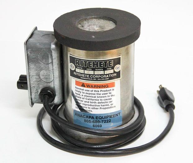 Used Ritehete VSR Round Solder Pot 1.5 lbs Capacity 120V 2A 1.5 Quarts (6069)