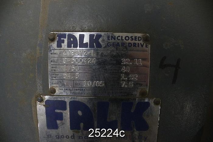 Used Falk 2080Y2-L Parallel Shaft Gear Drive, Ratio 32.11, Input Rpm 1750, Output Rpm 54.5, Hp Rating 40, Service Factor 1.92, Approx Us Gallons 7.5 #25224