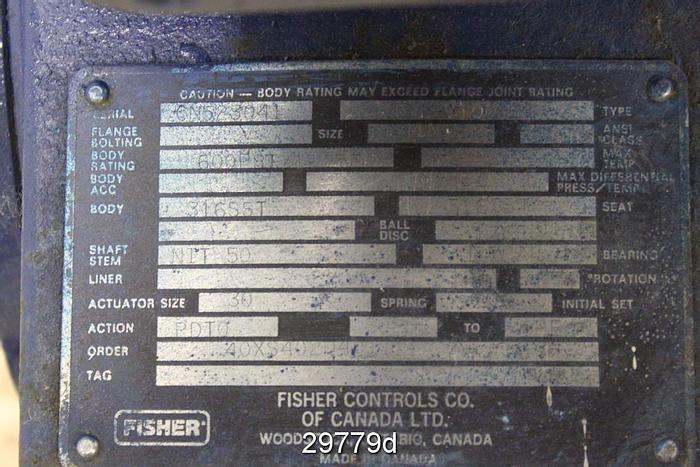 Unused Fisher Vee-Ball V100 4" Control Valve #29779