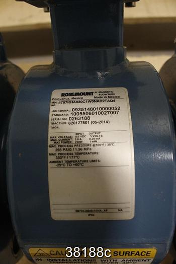 Used Rosemount 8707KHA030C1W0NAD2TAQ4 3" Magnatic Flow Tube #38188