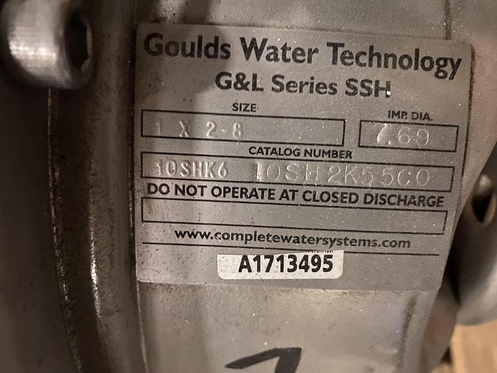 Used GOULDS WATER TECHNOLOGY G&L SERIES SSH 1 X 2 - 8 PUMP UNUSED SPARE