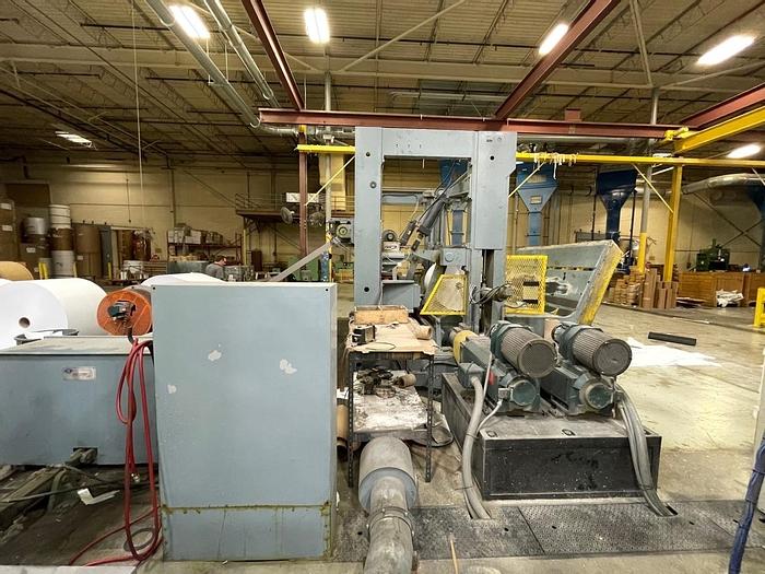 Used 84" WIDE JAGENBERG VARIDUR TWO DRUM SLITTER REWINDER SHAFTLESS REWIND FOR 60" OD ROLLS