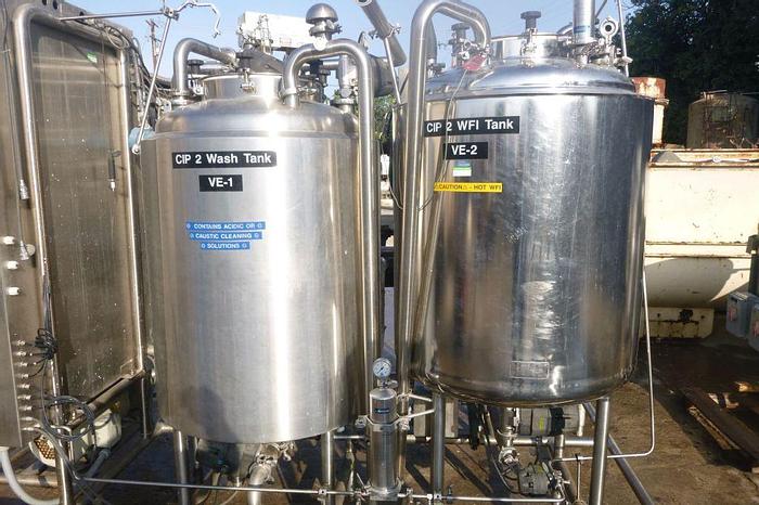 Used CIP, 2-Tank, 200 Gallon, 316L S/st, ESC, Heat Exchanger, #S744096