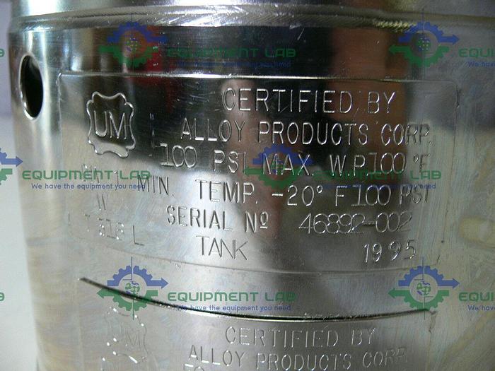 Used Millipore CESH23401 Stainless Steel Jacketed 10 Liter Pressure Vessel 100 PSI