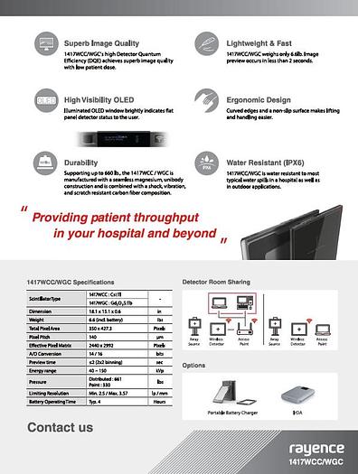 Rayence 1417WCC Wireless Flat Panel Detector - Xmaru VetView Veterinary Software